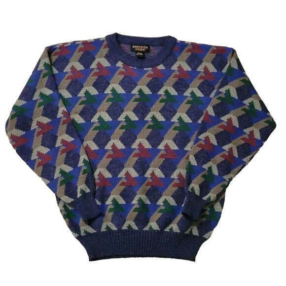 Vtg 90s Uniform Code Sweater Mens L Geometric Pattern Cosby Preppy Y2K D… - Picture 1 of 12